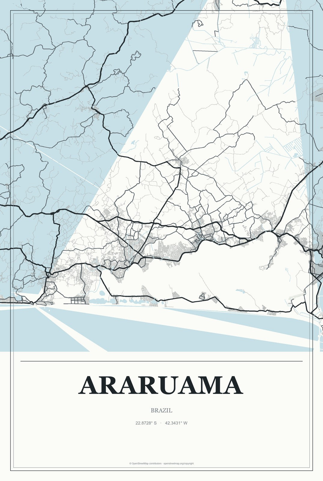 Araruama, Brazil City Map Aluminum Sign in Gallery Air style