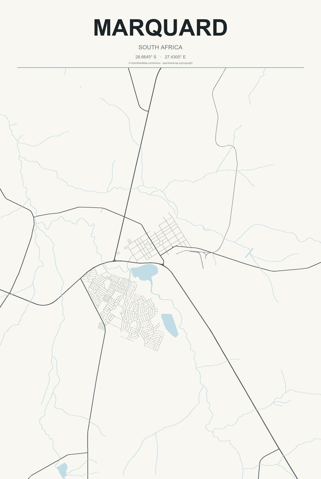 Marquard, South Africa City Map Aluminum Sign in Headline Atlas style