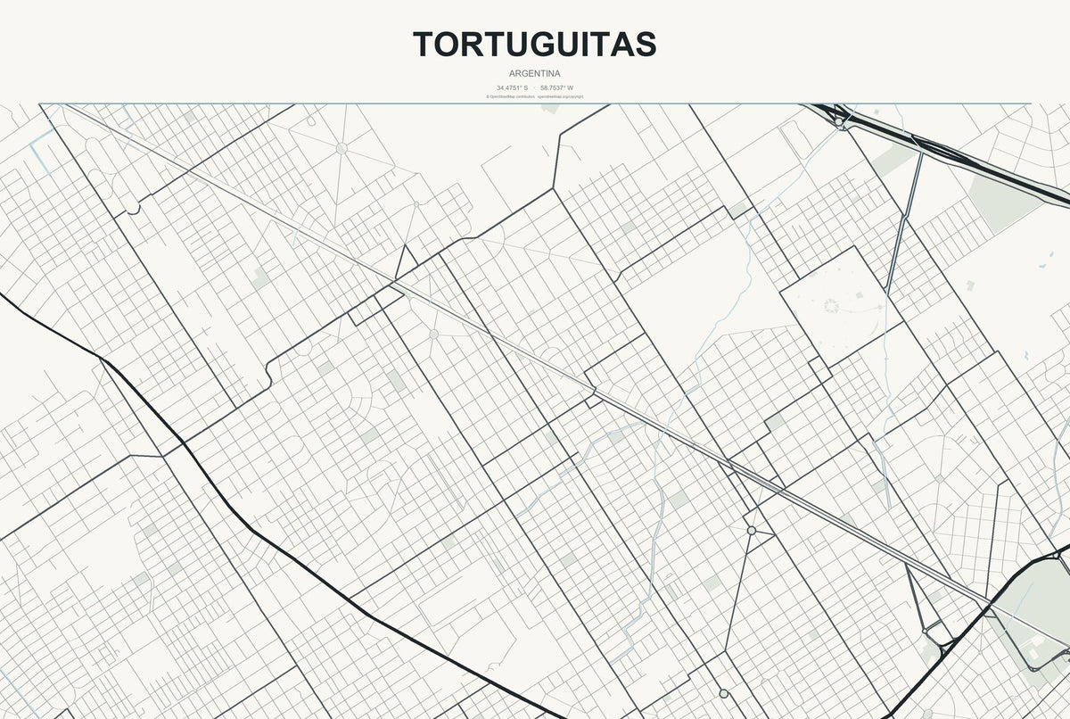 Tortuguitas, Argentina City Map Aluminum Sign in Headline Atlas style
