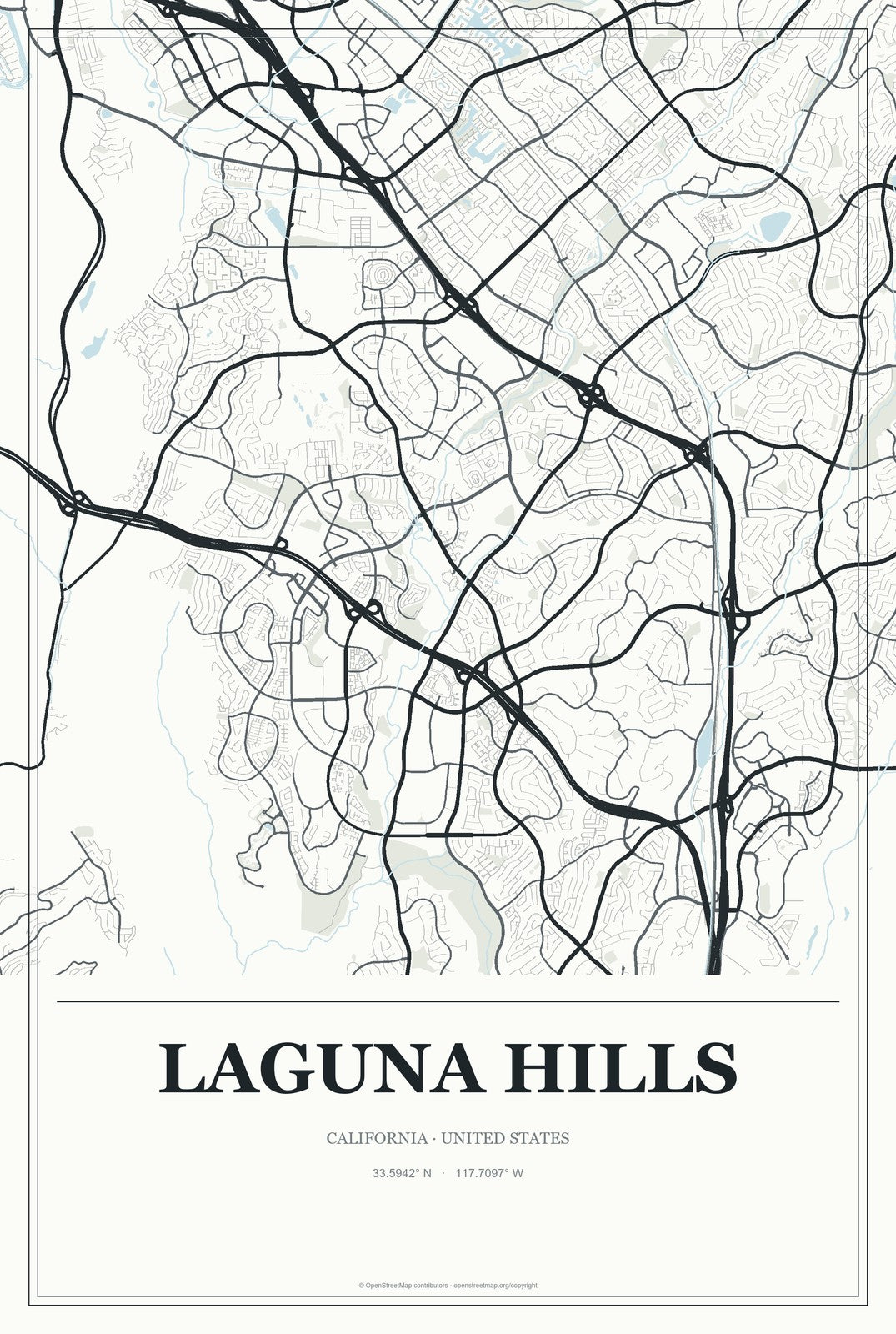 Laguna Hills, California City Map Aluminum Sign in Gallery Air style