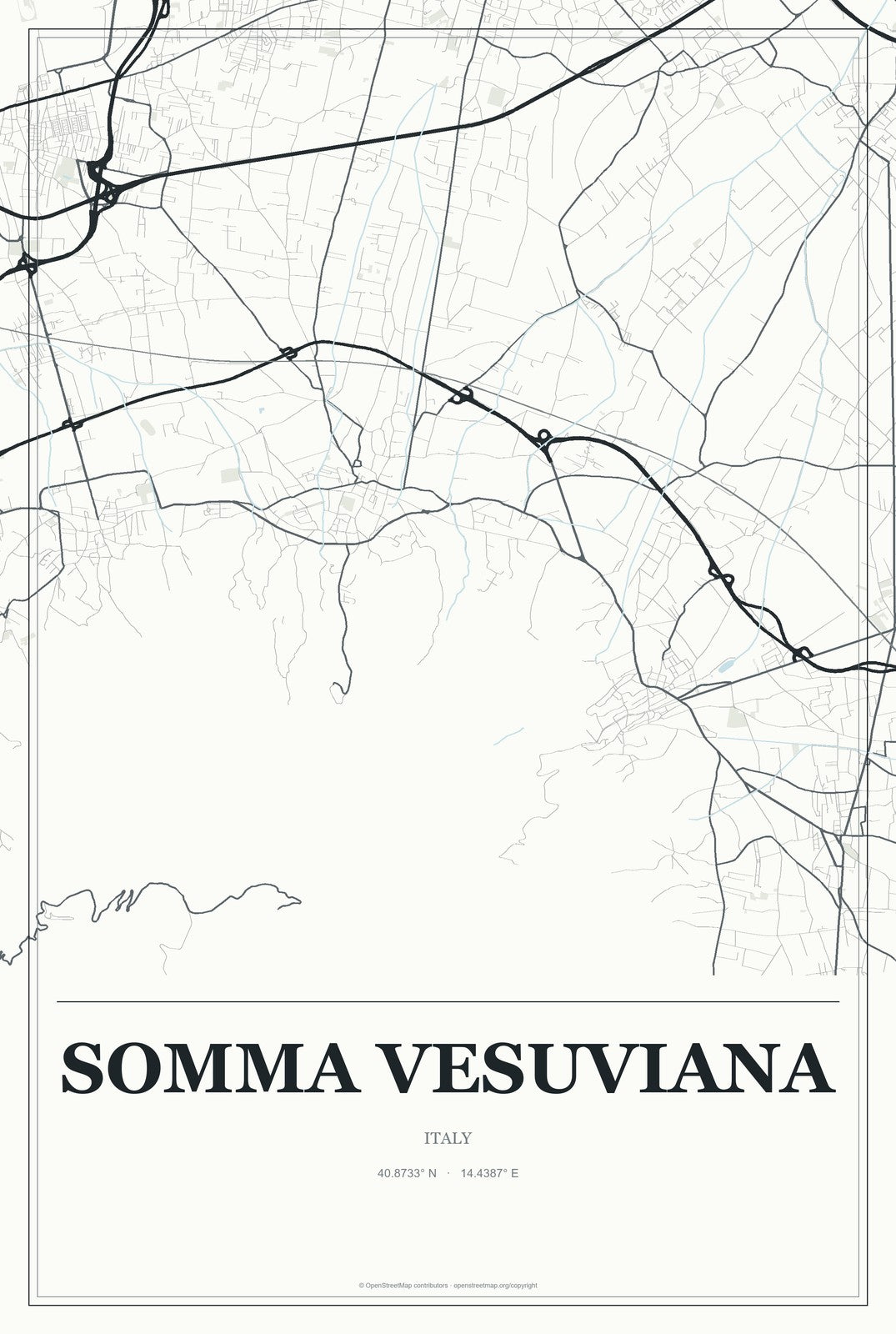 Somma Vesuviana, Italy City Map Aluminum Sign in Gallery Air style