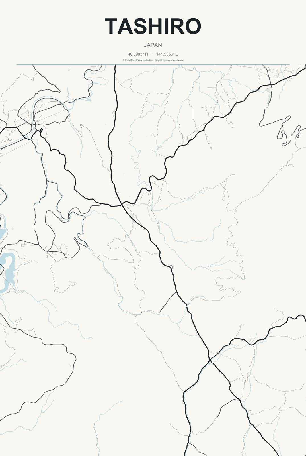 Tashiro, Japan City Map Aluminum Sign in Headline Atlas style