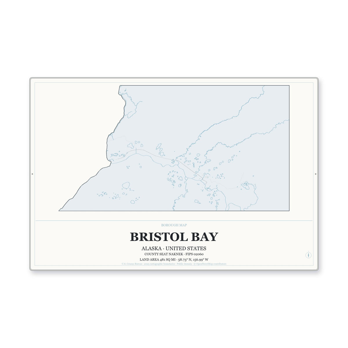 Bristol Bay Borough, Alaska Map Aluminum Sign in Gallery Air style