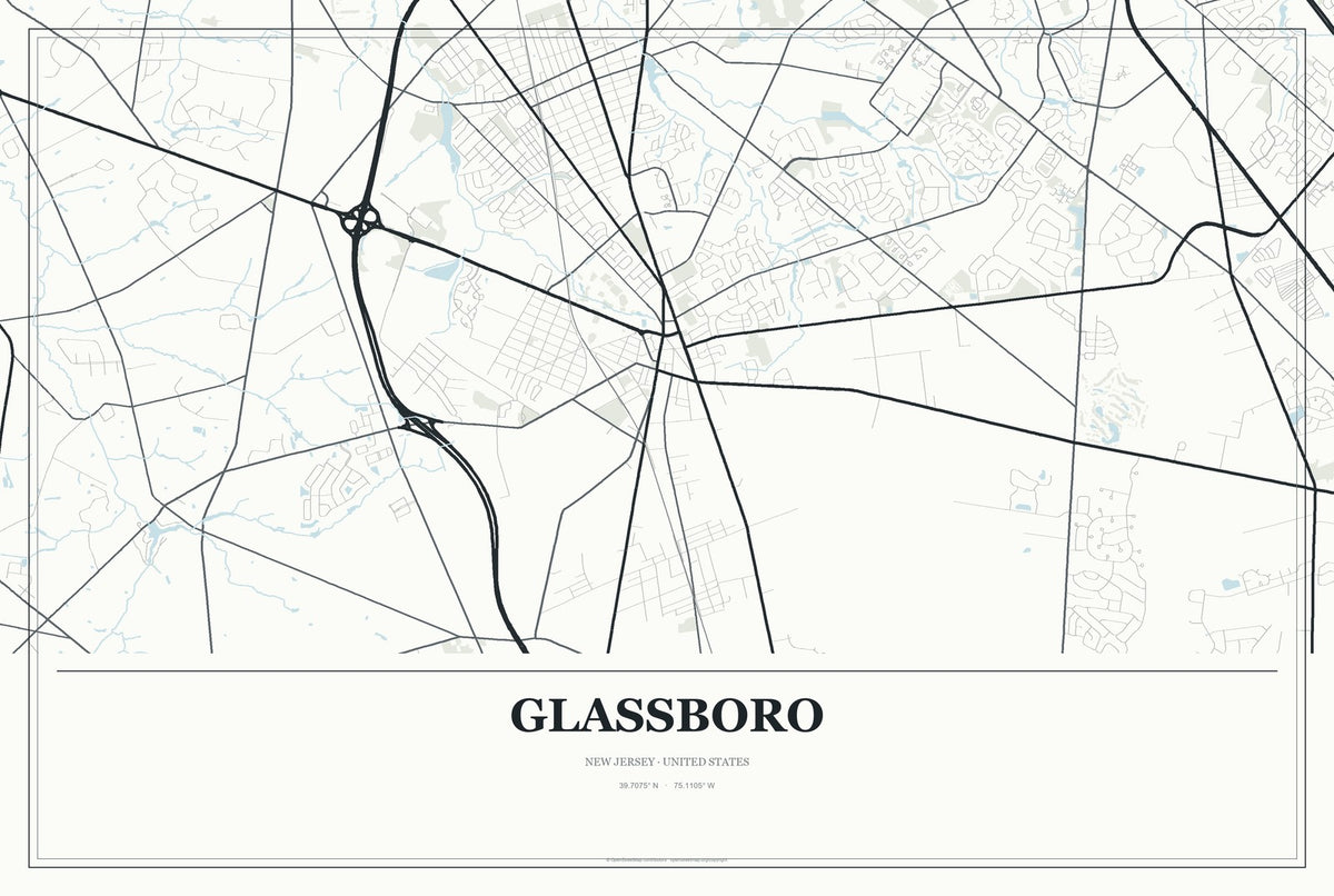 Glassboro, New Jersey City Map Aluminum Sign in Gallery Air style