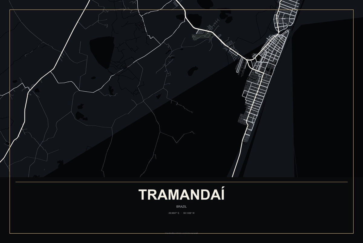 Tramandaí, Brazil City Map Aluminum Sign in Metropolitan Noir style