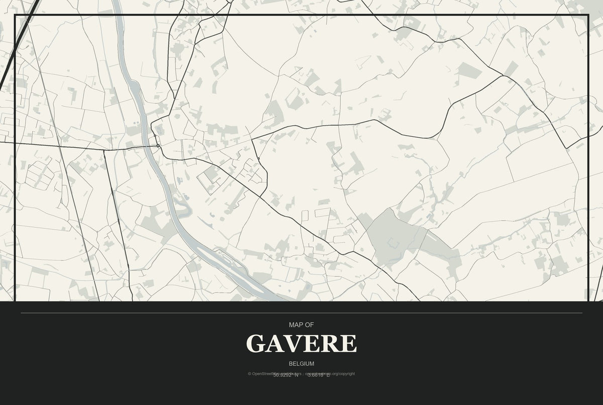 Gavere, Belgium City Map Aluminum Sign in Museum Plaque style