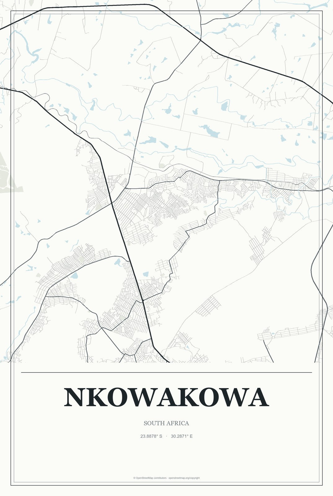 Nkowakowa, South Africa City Map Aluminum Sign in Gallery Air style