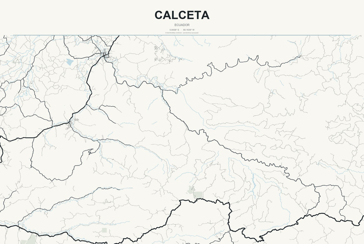 Calceta, Ecuador City Map Aluminum Sign in Headline Atlas style