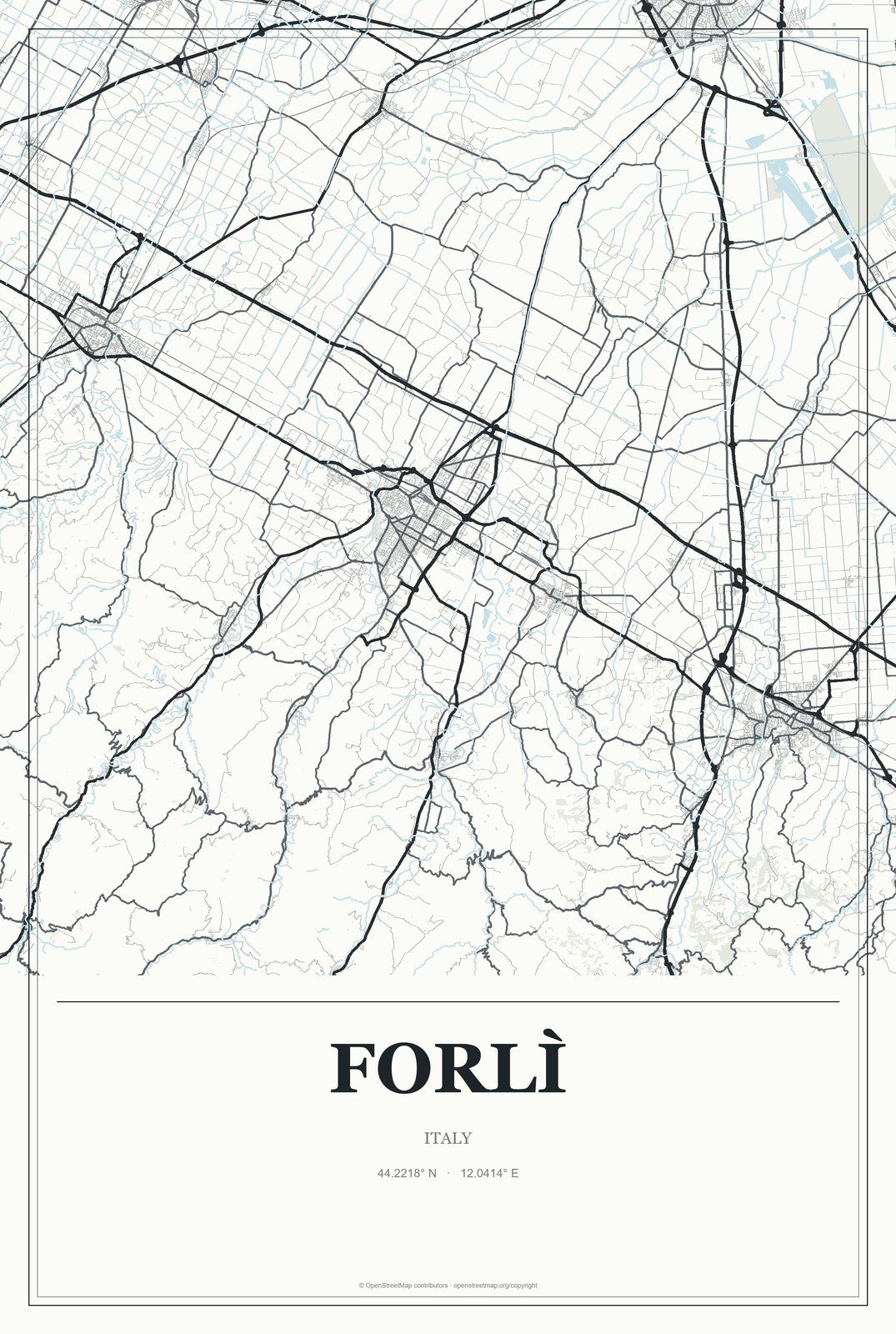 Forlì, Italy City Map Aluminum Sign in Gallery Air style
