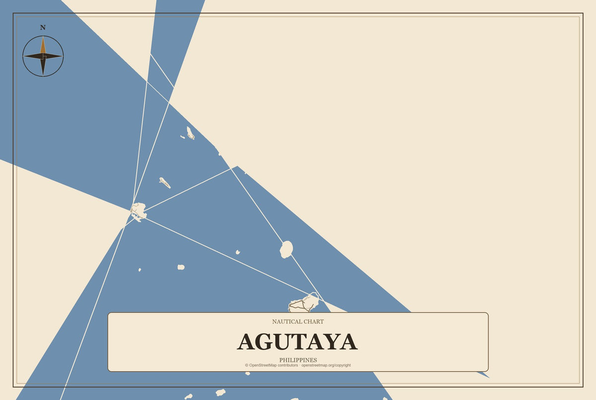 Agutaya, Philippines City Map Aluminum Sign in Heritage Nautical style