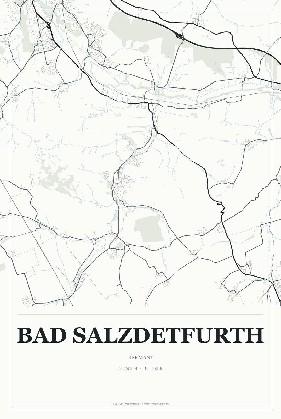 Bad Salzdetfurth, Germany City Map Aluminum Sign in Gallery Air style