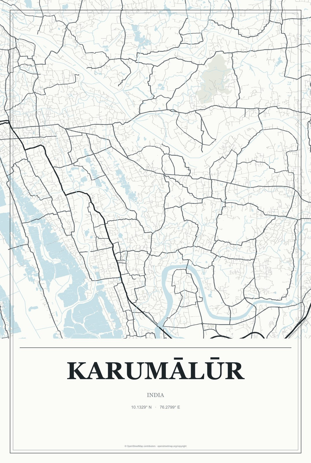 Karumālūr, India City Map Aluminum Sign in Gallery Air style
