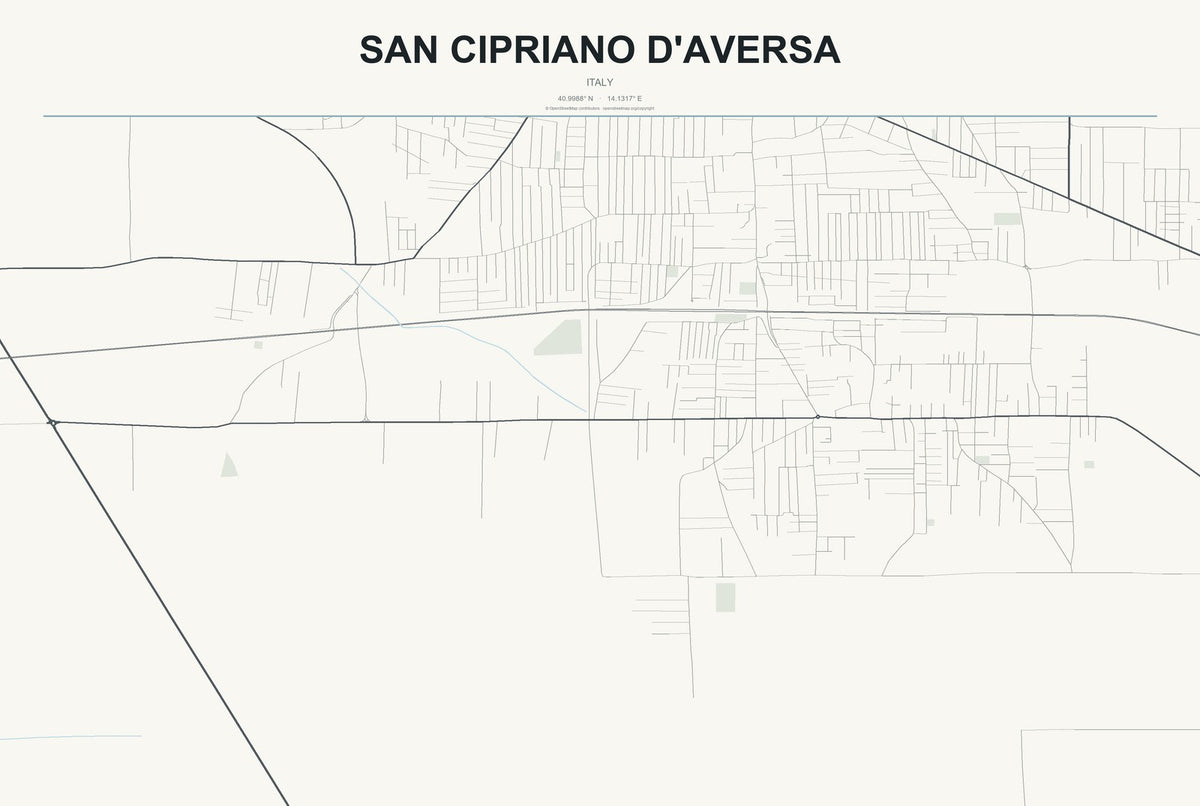 San Cipriano d'Aversa, Italy City Map Aluminum Sign in Headline Atlas style