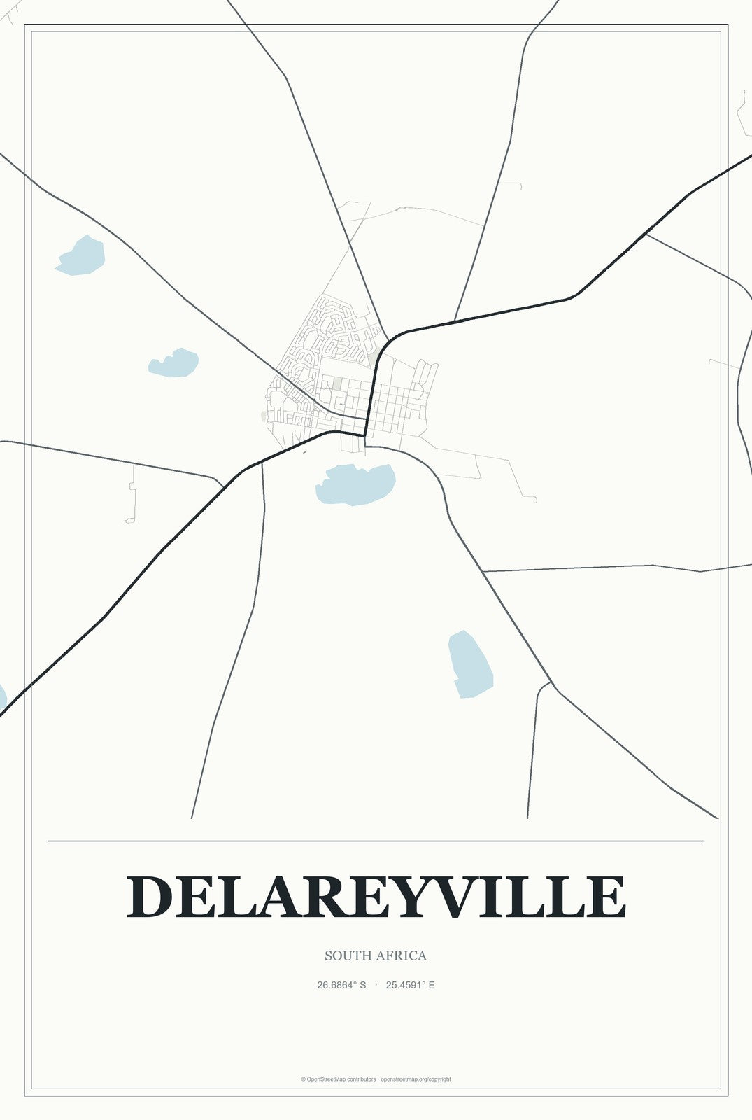 Delareyville, South Africa City Map Aluminum Sign in Gallery Air style