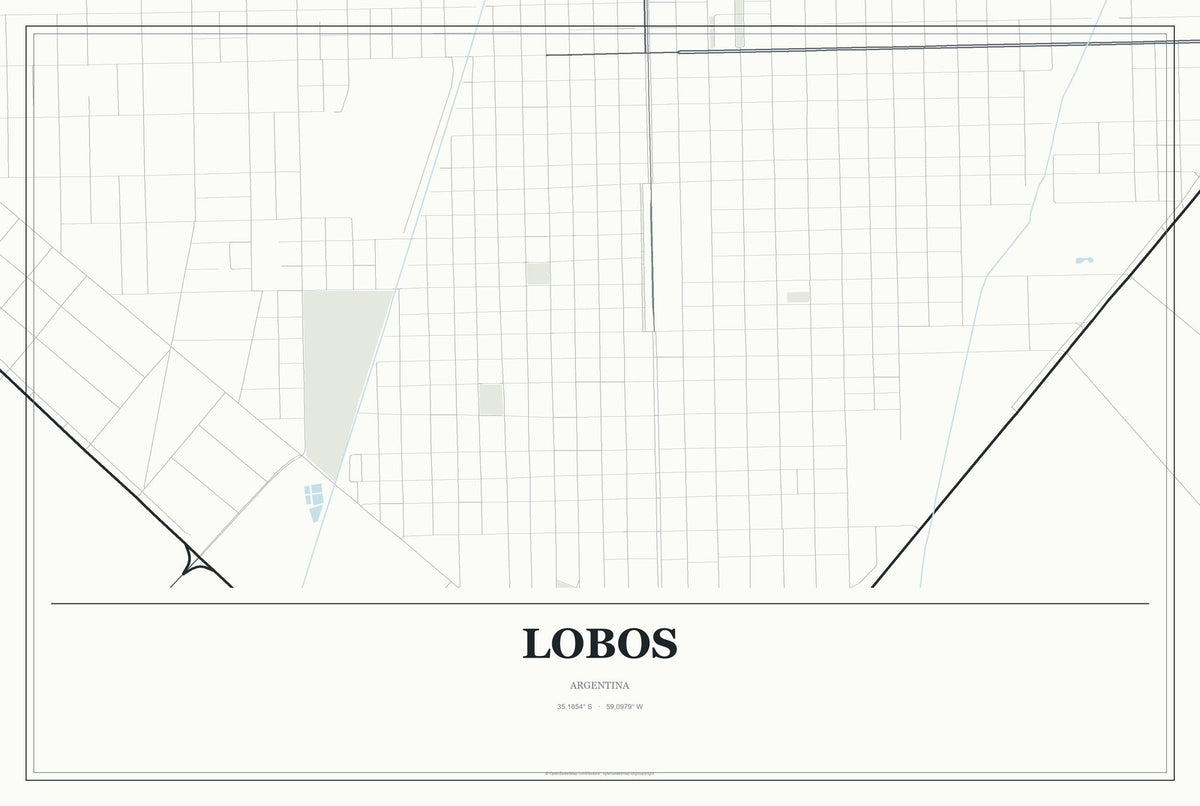 Lobos, Argentina City Map Aluminum Sign in Gallery Air style