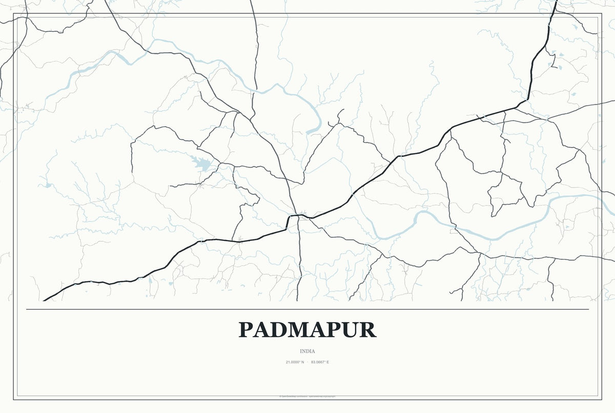 Padmapur, India City Map Aluminum Sign in Gallery Air style