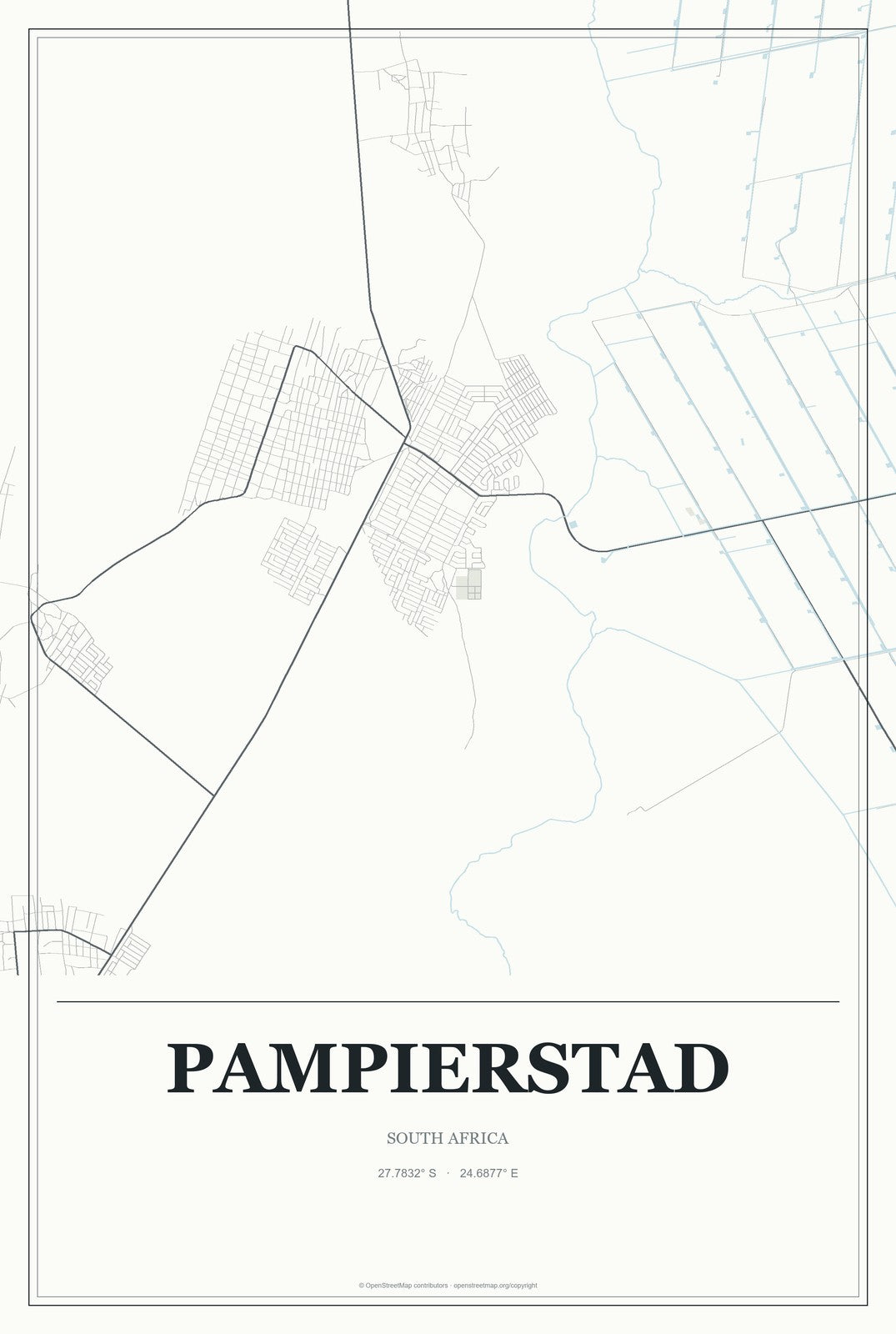 Pampierstad, South Africa City Map Aluminum Sign in Gallery Air style