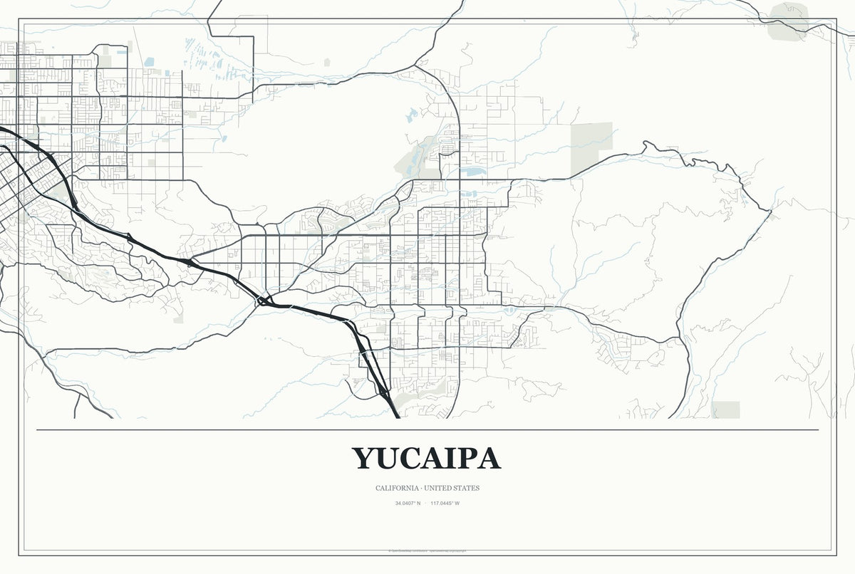 Yucaipa, California City Map Aluminum Sign in Gallery Air style