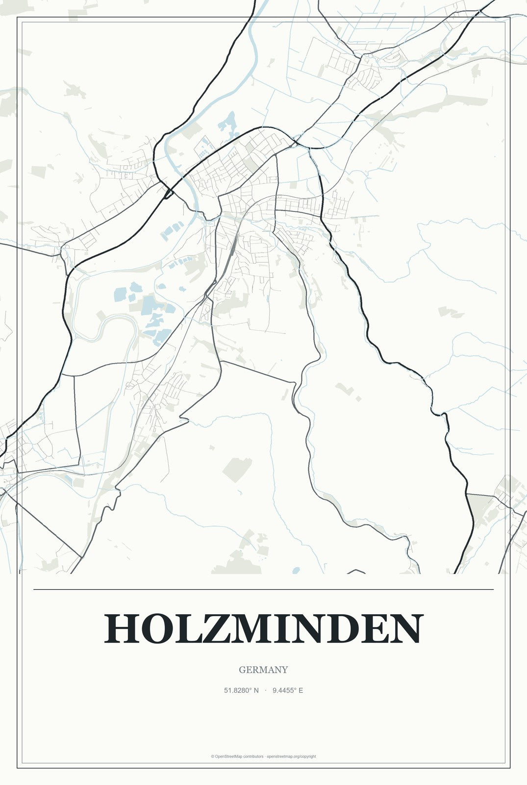 Holzminden, Germany City Map Aluminum Sign in Gallery Air style