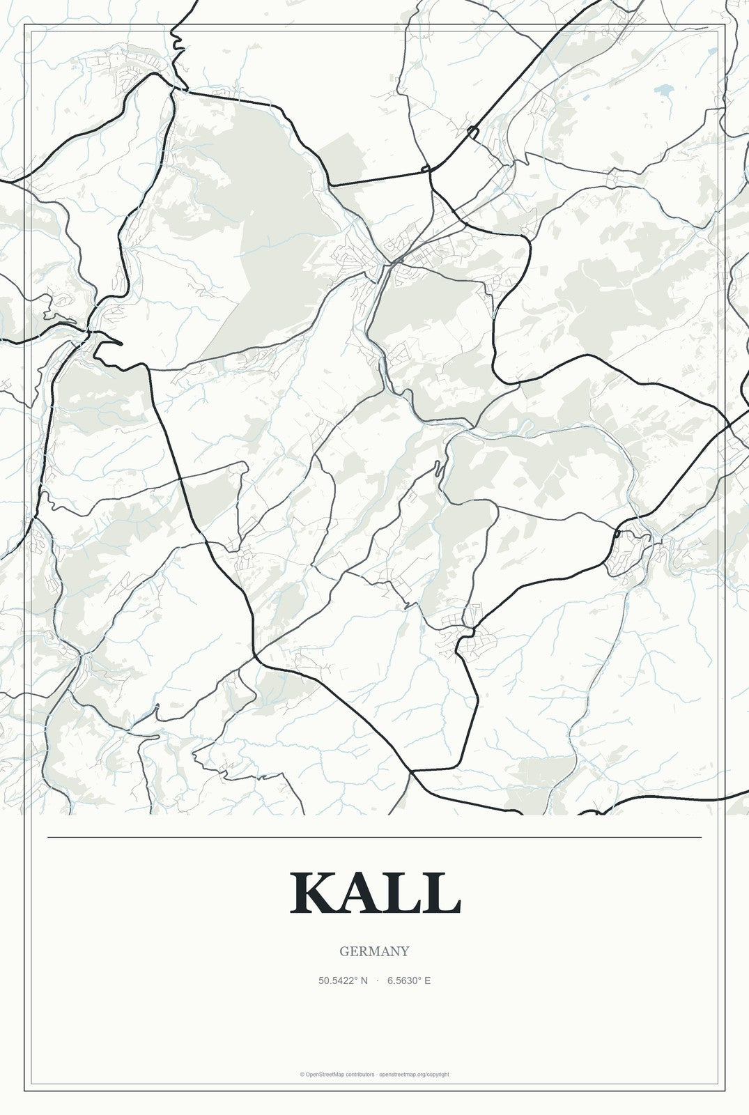 Kall, Germany City Map Aluminum Sign in Gallery Air style