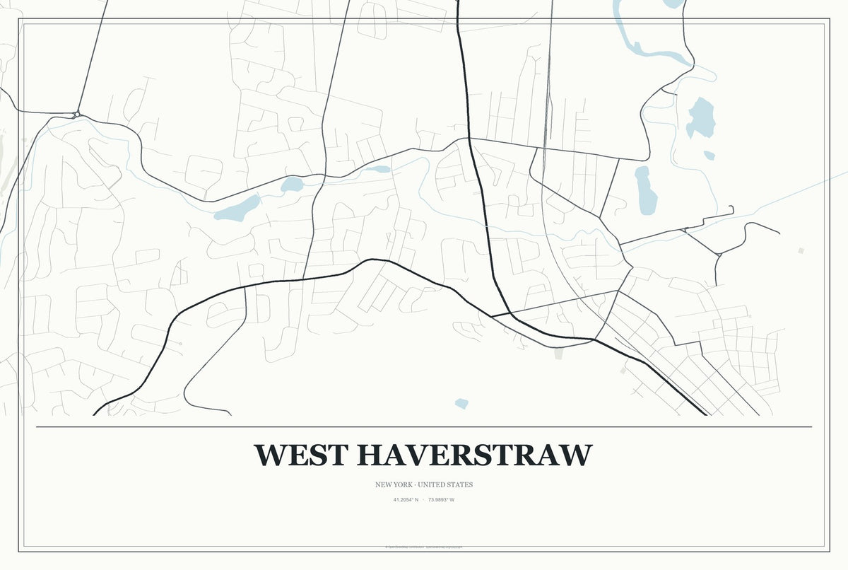 West Haverstraw, New York City Map Aluminum Sign in Gallery Air style