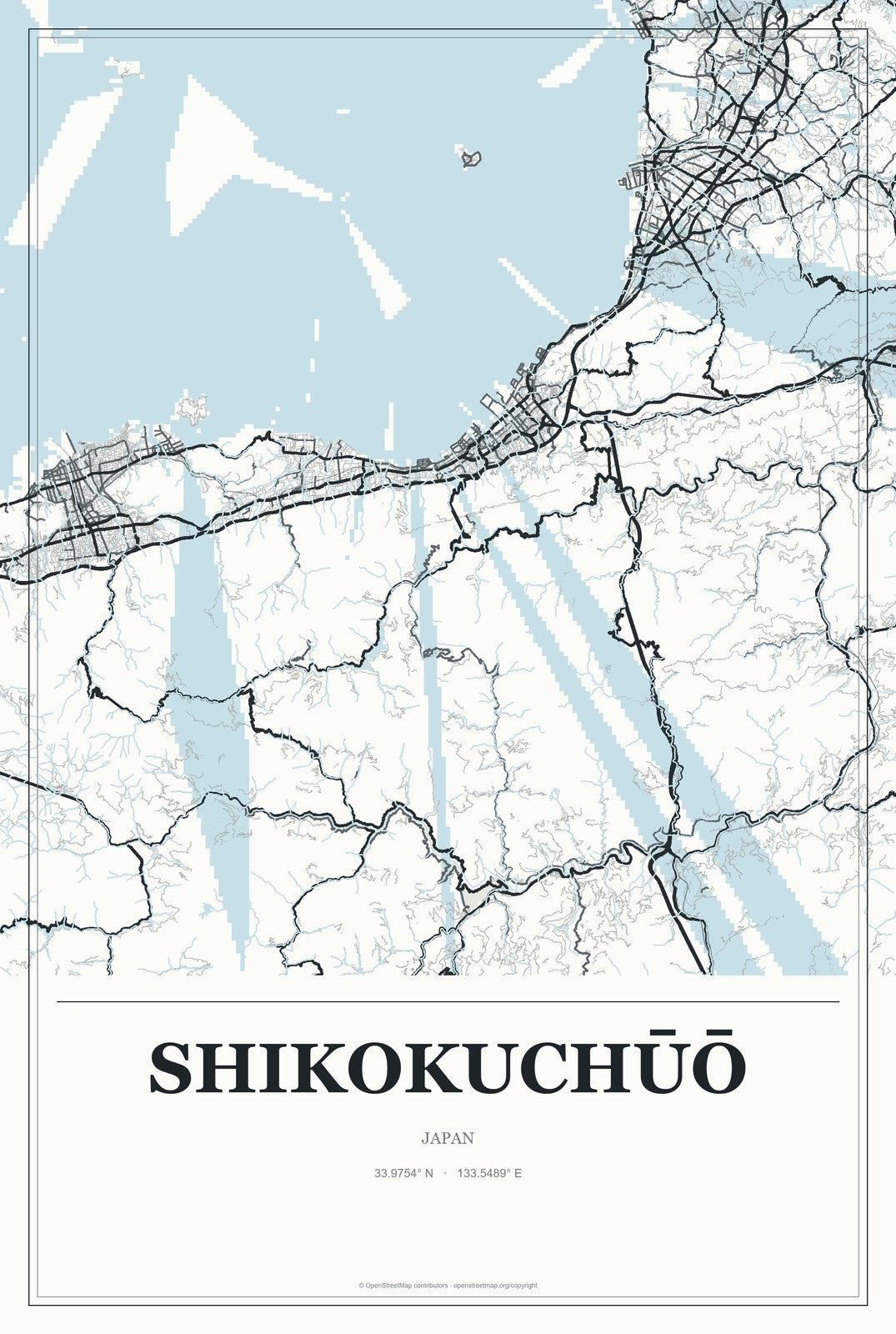 Shikokuchūō, Japan City Map Aluminum Sign in Gallery Air style