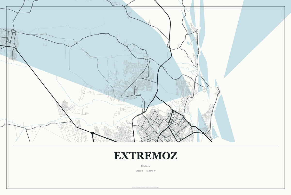 Extremoz, Brazil City Map Aluminum Sign in Gallery Air style