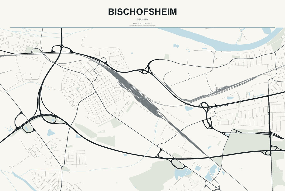 Bischofsheim, Germany City Map Aluminum Sign in Headline Atlas style