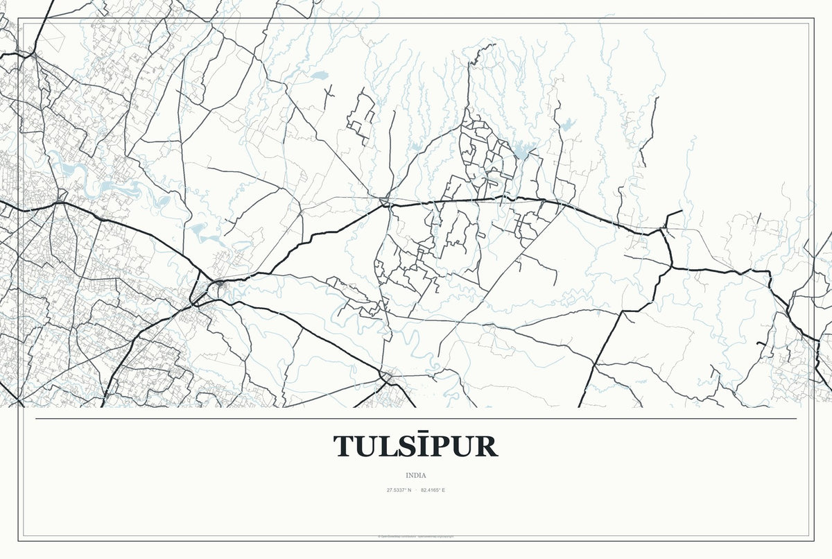 Tulsīpur, India City Map Aluminum Sign in Gallery Air style