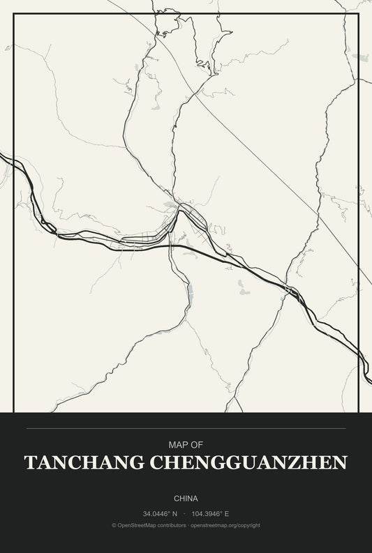 Tanchang Chengguanzhen, China City Map Aluminum Sign in Museum Plaque style