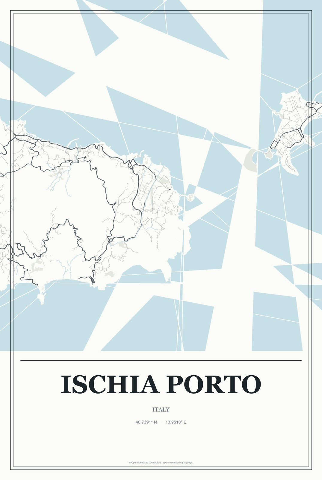 Ischia Porto, Italy City Map Aluminum Sign in Gallery Air style