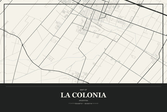 La Colonia, Argentina City Map Aluminum Sign in Museum Plaque style