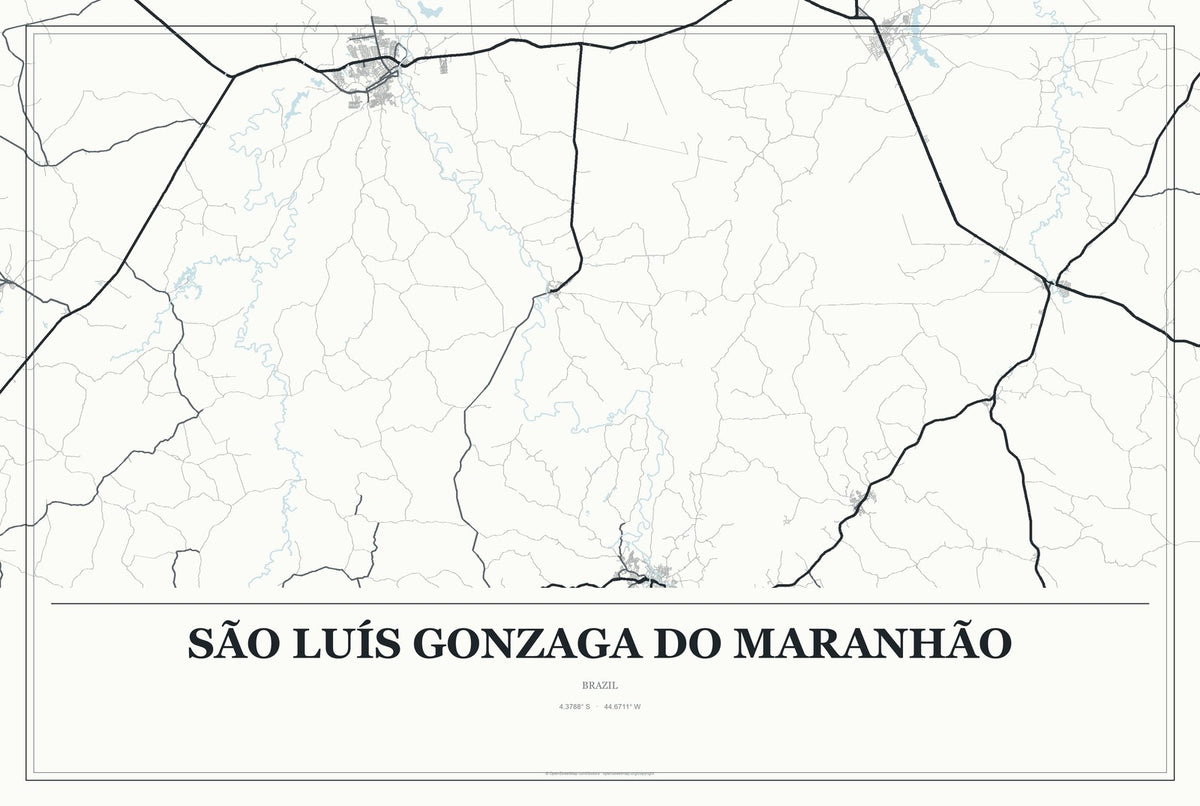 São Luís Gonzaga do Maranhão, Brazil City Map Aluminum Sign in Gallery Air style