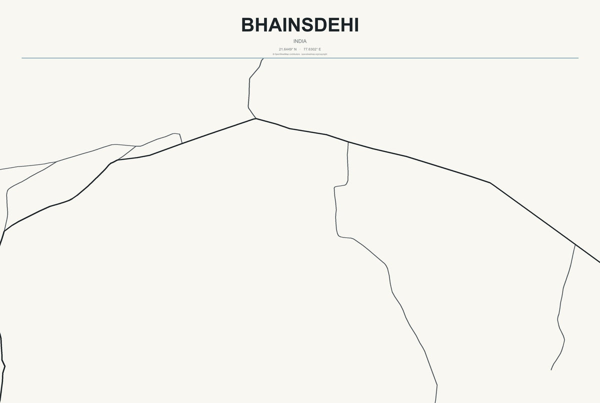 Bhainsdehi, India City Map Aluminum Sign in Headline Atlas style