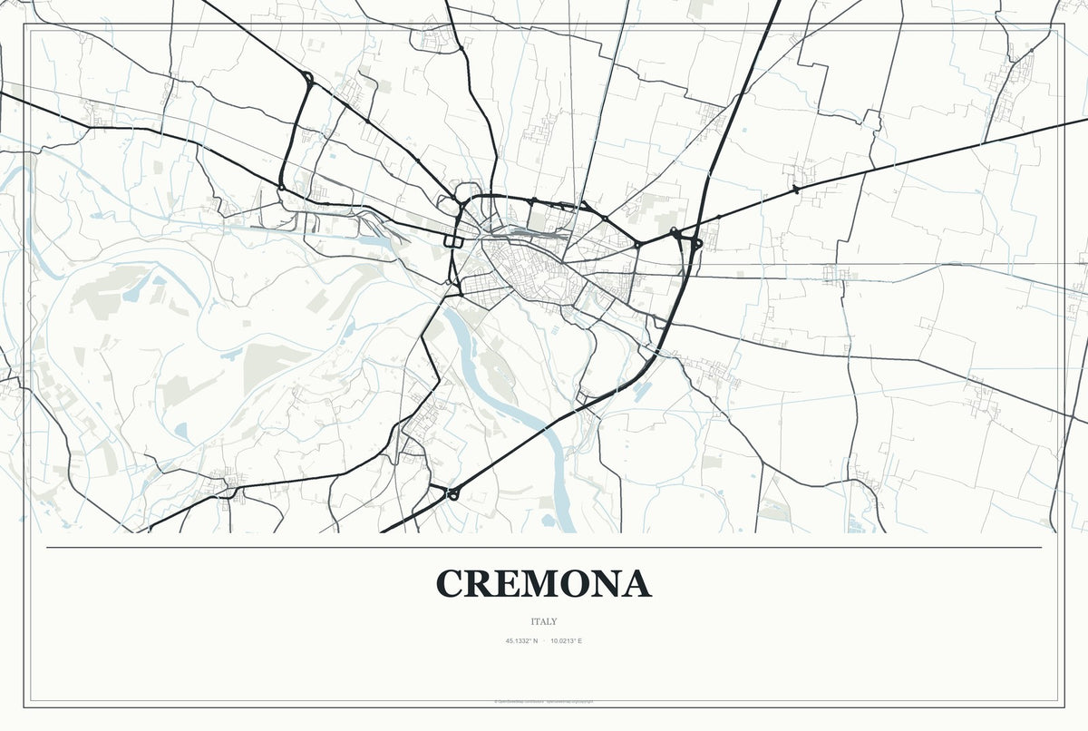 Cremona, Italy City Map Aluminum Sign in Gallery Air style