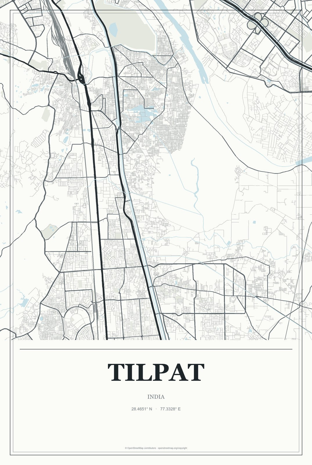 Tilpat, India City Map Aluminum Sign in Gallery Air style