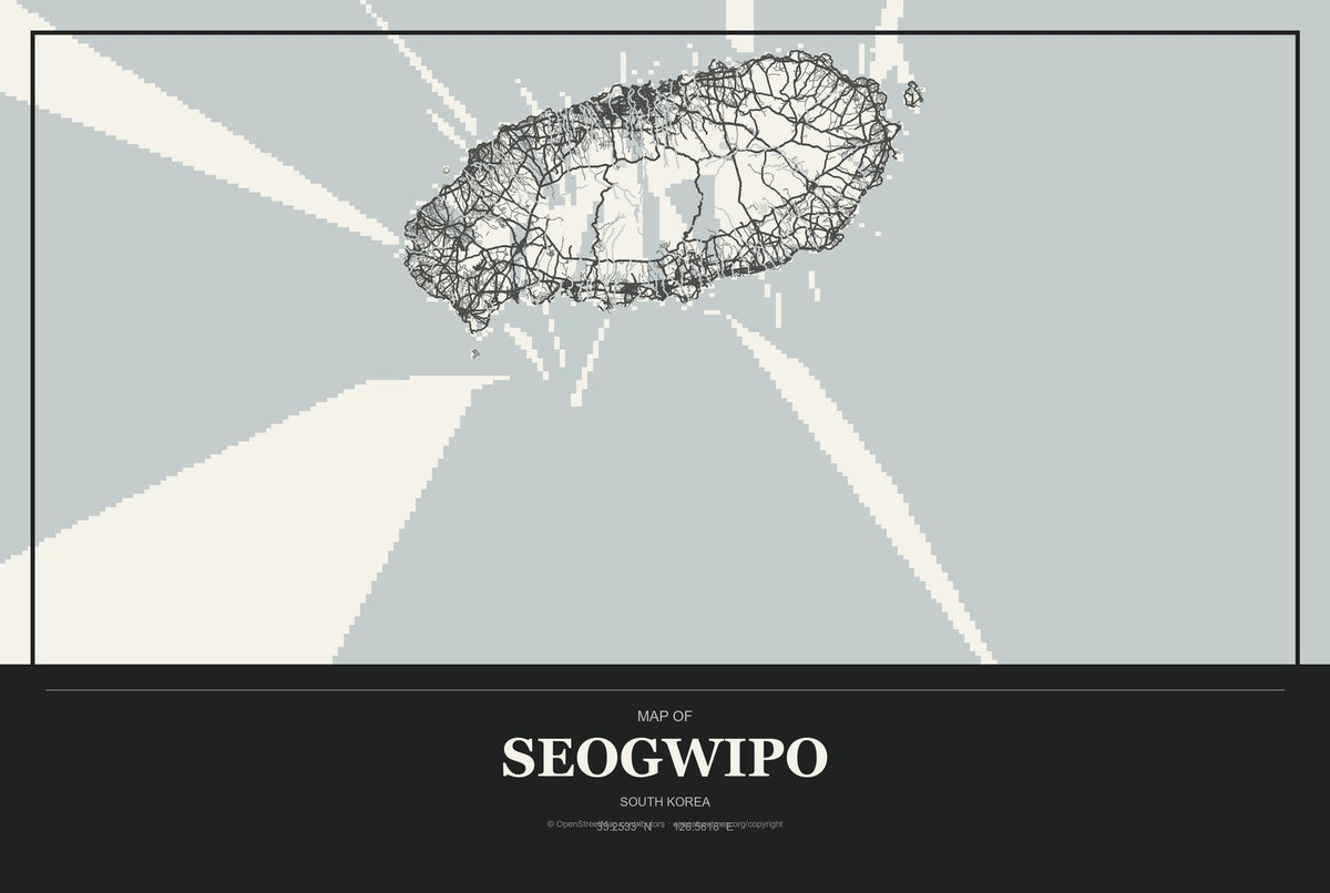 Seogwipo, South Korea City Map Aluminum Sign in Museum Plaque style