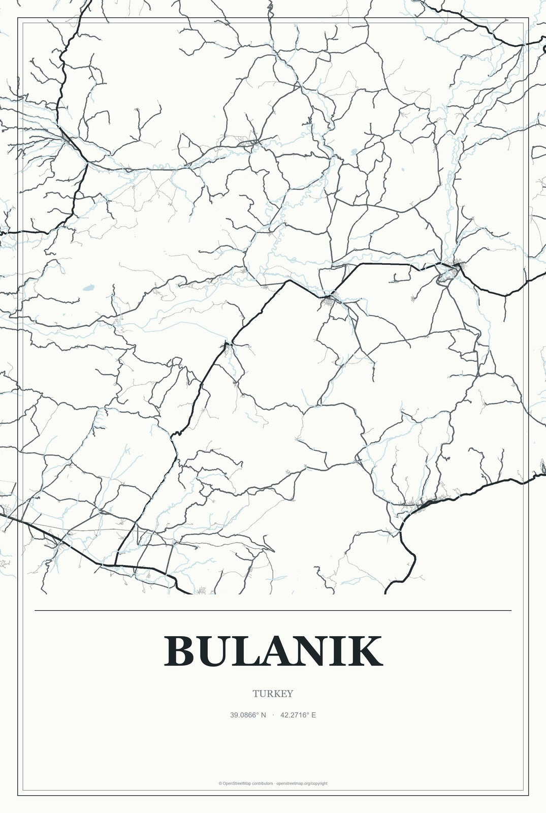 Bulanık, Turkey City Map Aluminum Sign in Gallery Air style
