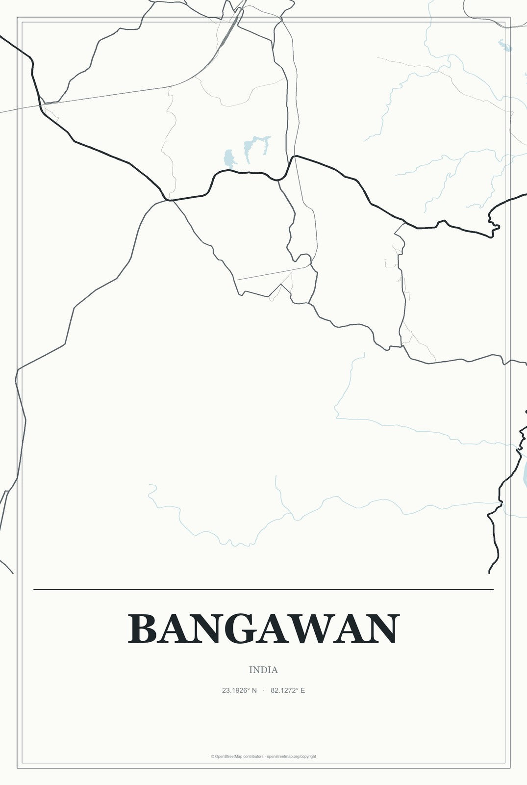 Bangawan, India City Map Aluminum Sign in Gallery Air style