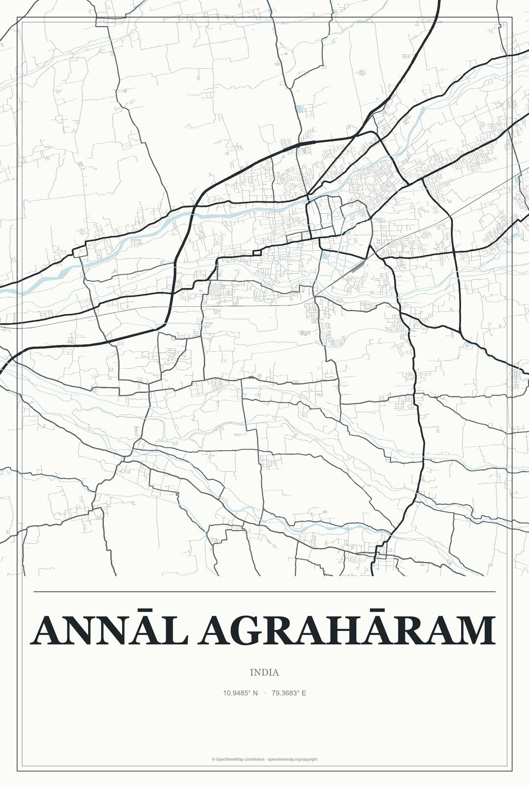 Annāl Agrahāram, India City Map Aluminum Sign in Gallery Air style