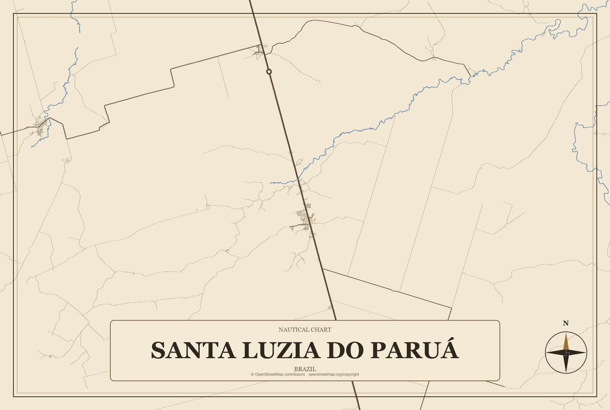 Santa Luzia do Paruá, Brazil City Map Aluminum Sign in Heritage Nautical style