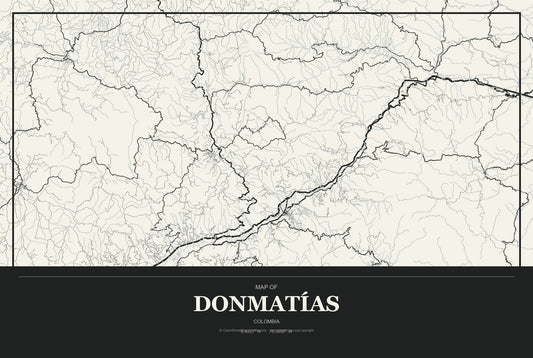 Donmatías, Colombia City Map Aluminum Sign in Museum Plaque style