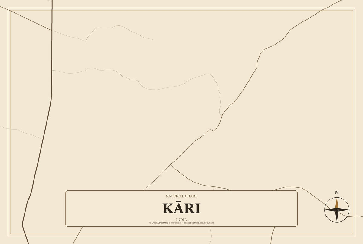 Kāri, India City Map Aluminum Sign in Heritage Nautical style