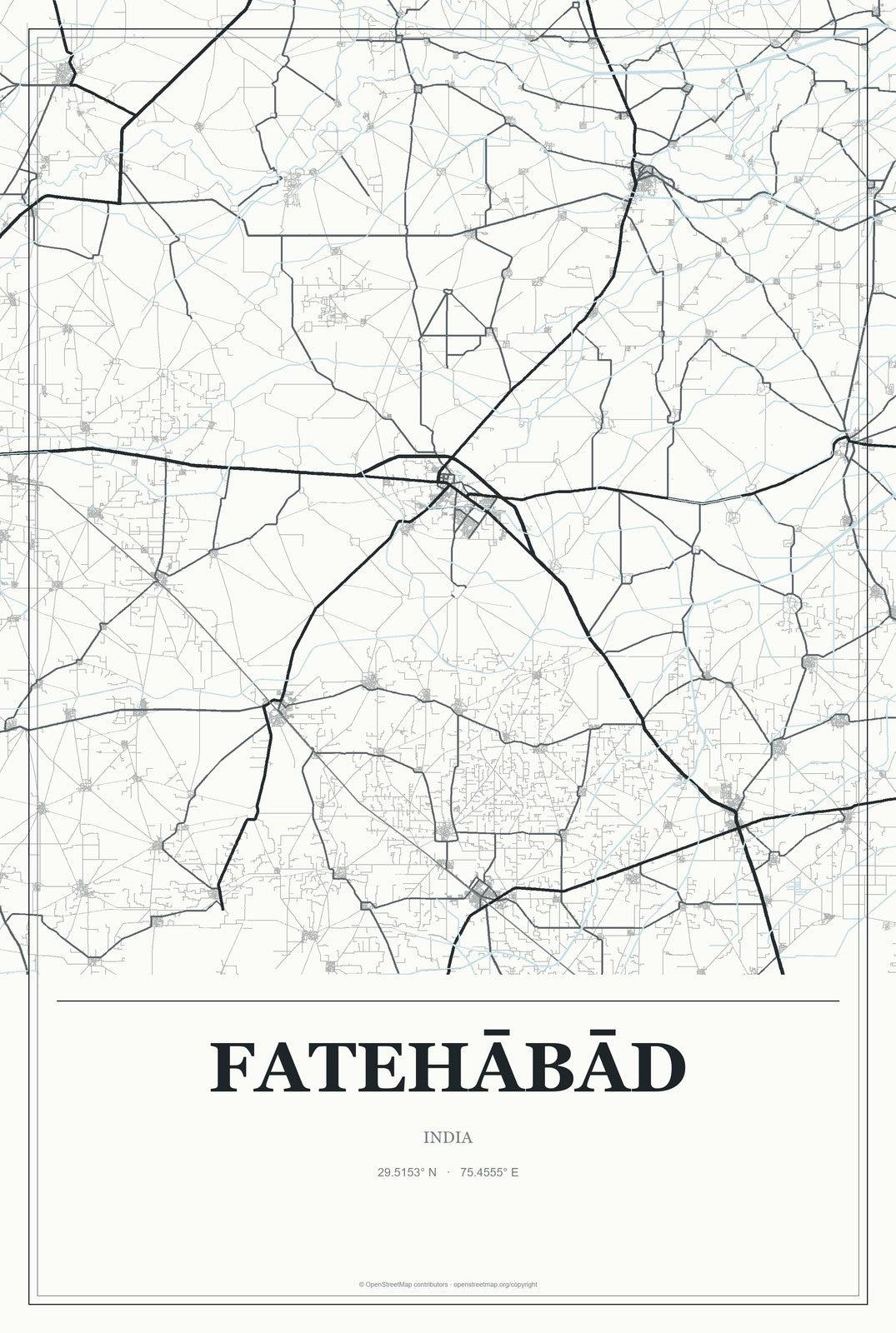 Fatehābād, Haryana, India City Map Aluminum Sign in Gallery Air style