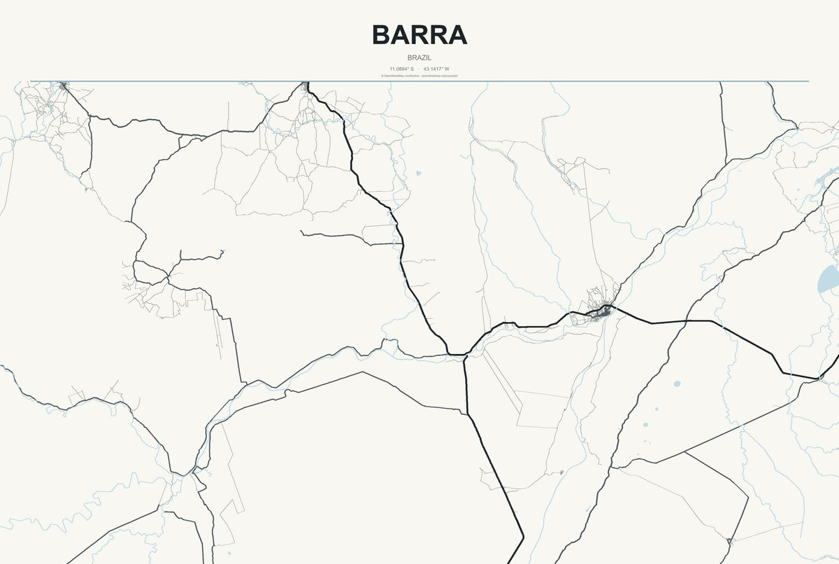 Barra, Brazil City Map Aluminum Sign in Headline Atlas style