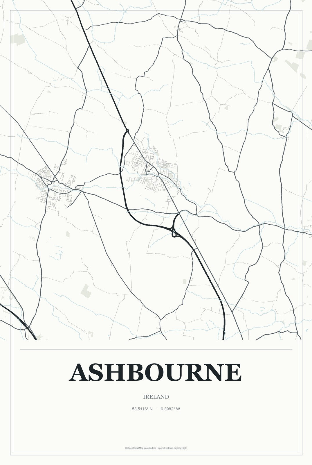 Ashbourne, Ireland City Map Aluminum Sign in Gallery Air style