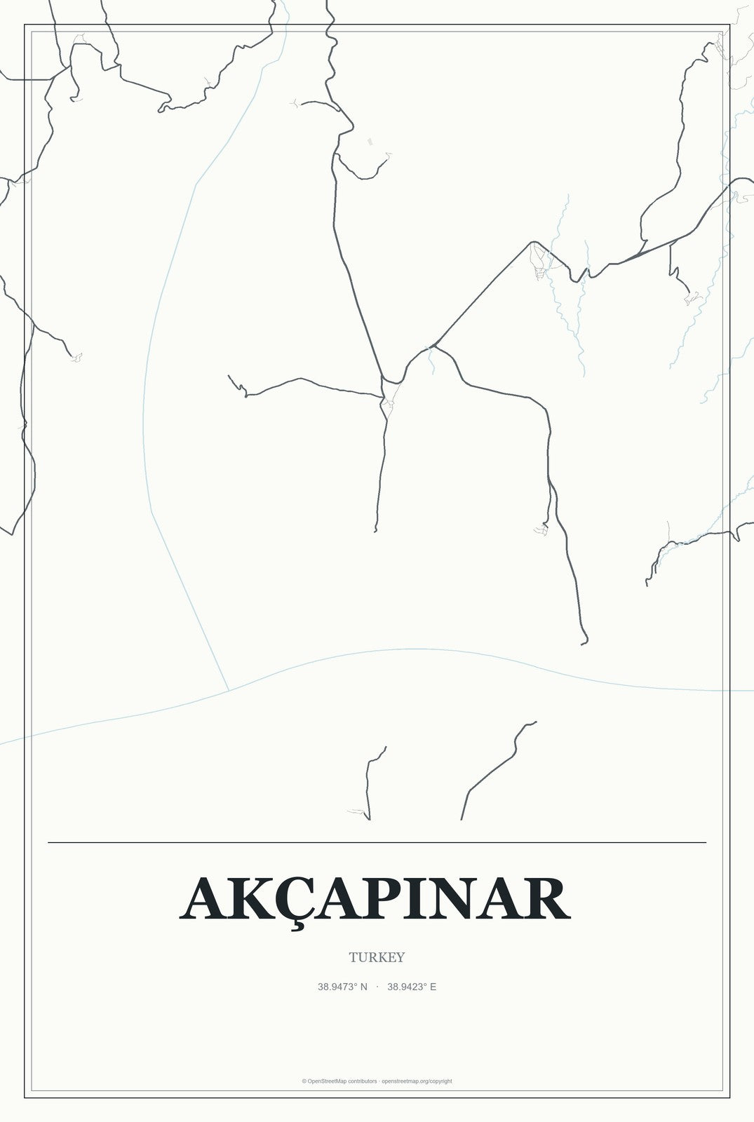 Akçapınar, Turkey City Map Aluminum Sign in Gallery Air style
