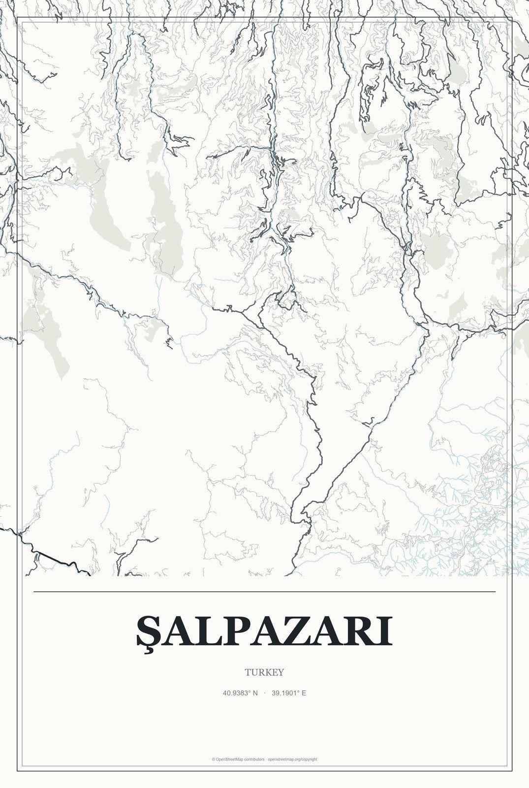 Şalpazarı, Turkey City Map Aluminum Sign in Gallery Air style