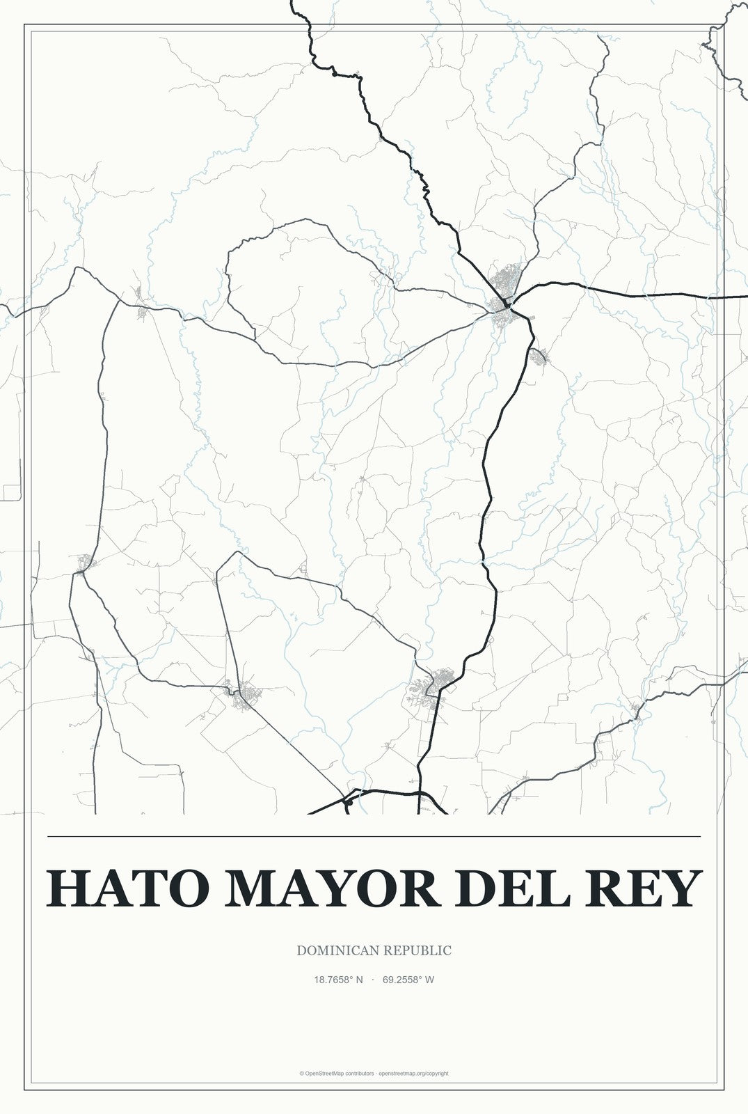Hato Mayor del Rey, Dominican Republic City Map Aluminum Sign in Gallery Air style