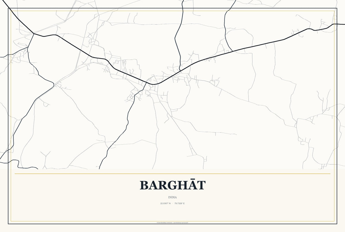 Barghāt, India City Map Aluminum Sign in Citrine Modern style